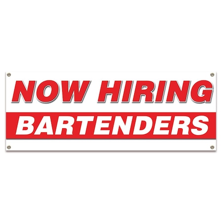 Signmission Now Hiring Bartenders Banner Apply Inside Accepting Application Single Sided B-30202